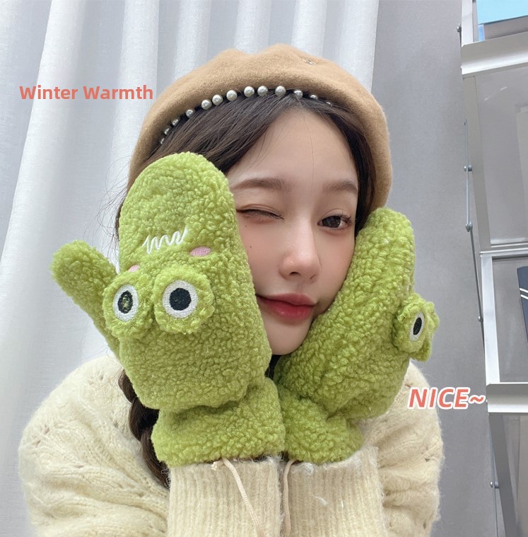 Korean Style Cute Green Cartoo - Wool Glove Lined recension och pris